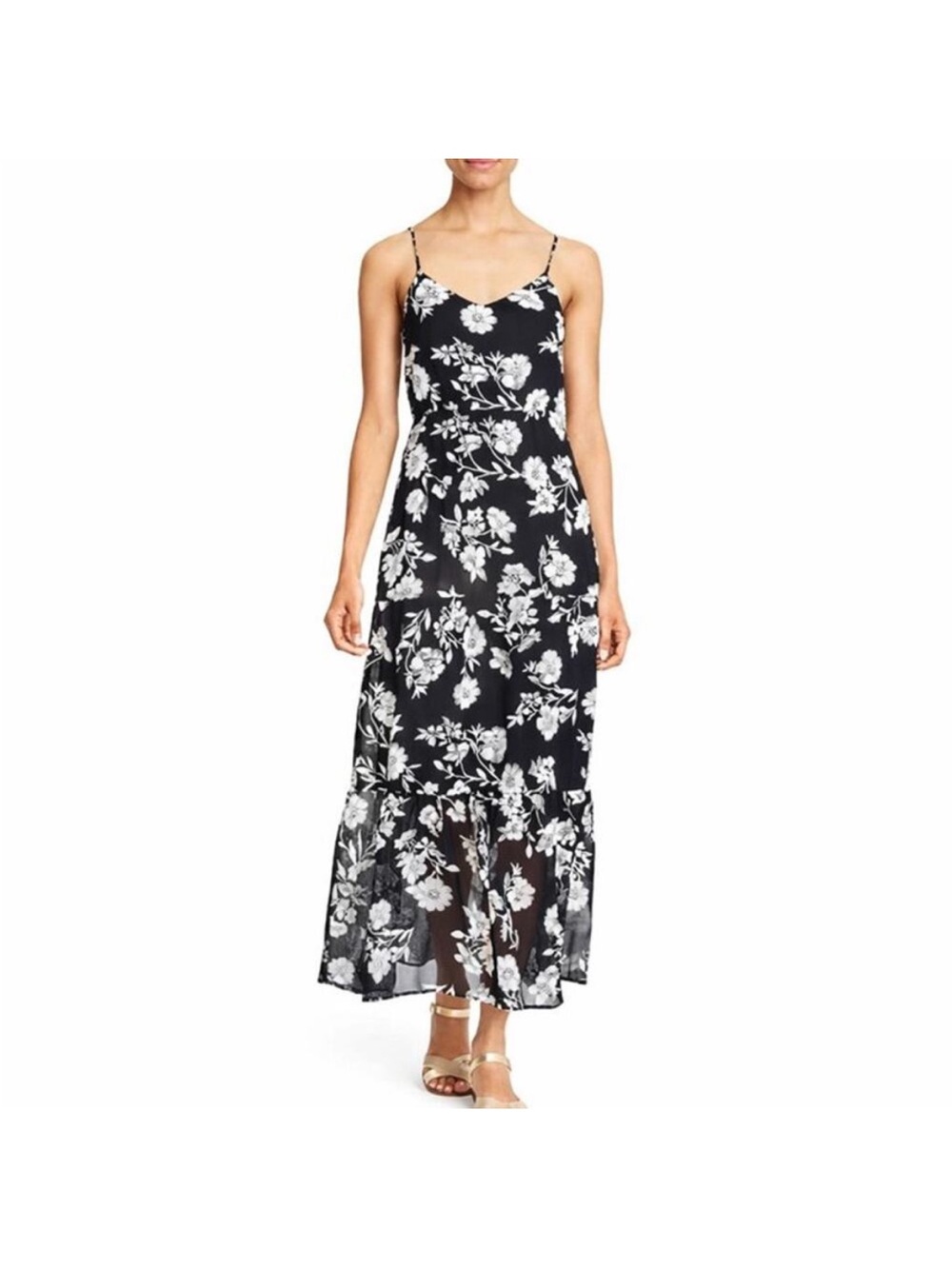 JCREW Mercantile Black & White Floral Maxi Dress size 8